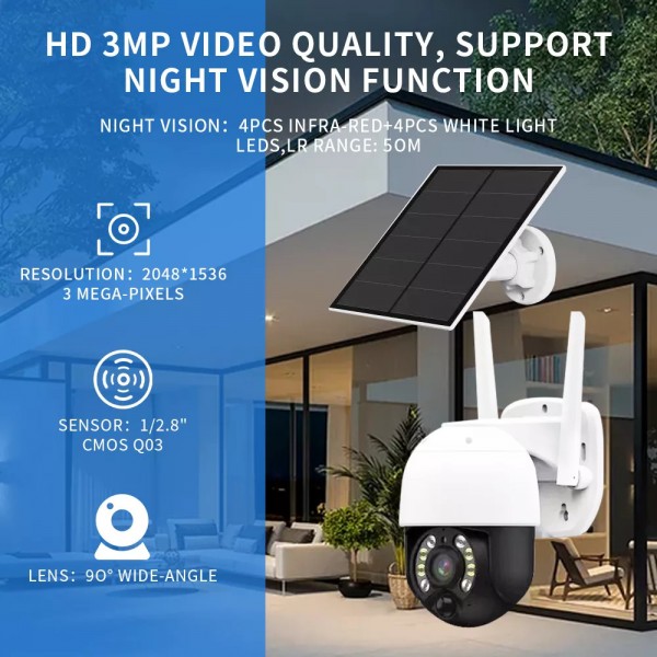 3MP Outdoor PTZ 4G  Dome Battery Security Protection Waterproof IR 3G 4G Solar IP WiFi 1080P CCTV Video Wireless Surveillance Camera